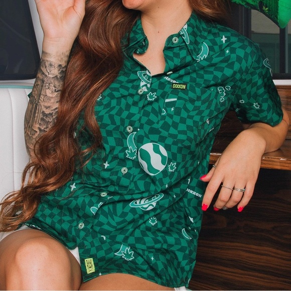 New Women’s Button Down Party Shirt Celestial Cosmos Design | Hippie apparel 420 - Picture 7 of 7